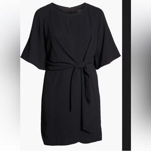 Tahari black tie waist crepe dress